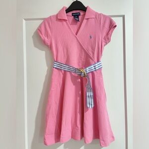 🐎 Ralph Lauren girls pink pique polo dress 6X